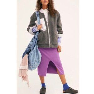Free People Rivington Sherpa Jacket Oversized Gray & Lavender NWOT Size L